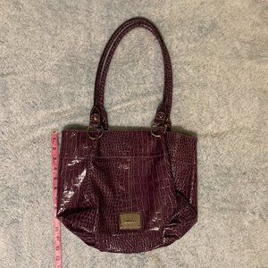 TREVISO Purple Crocodile Print Med Bag